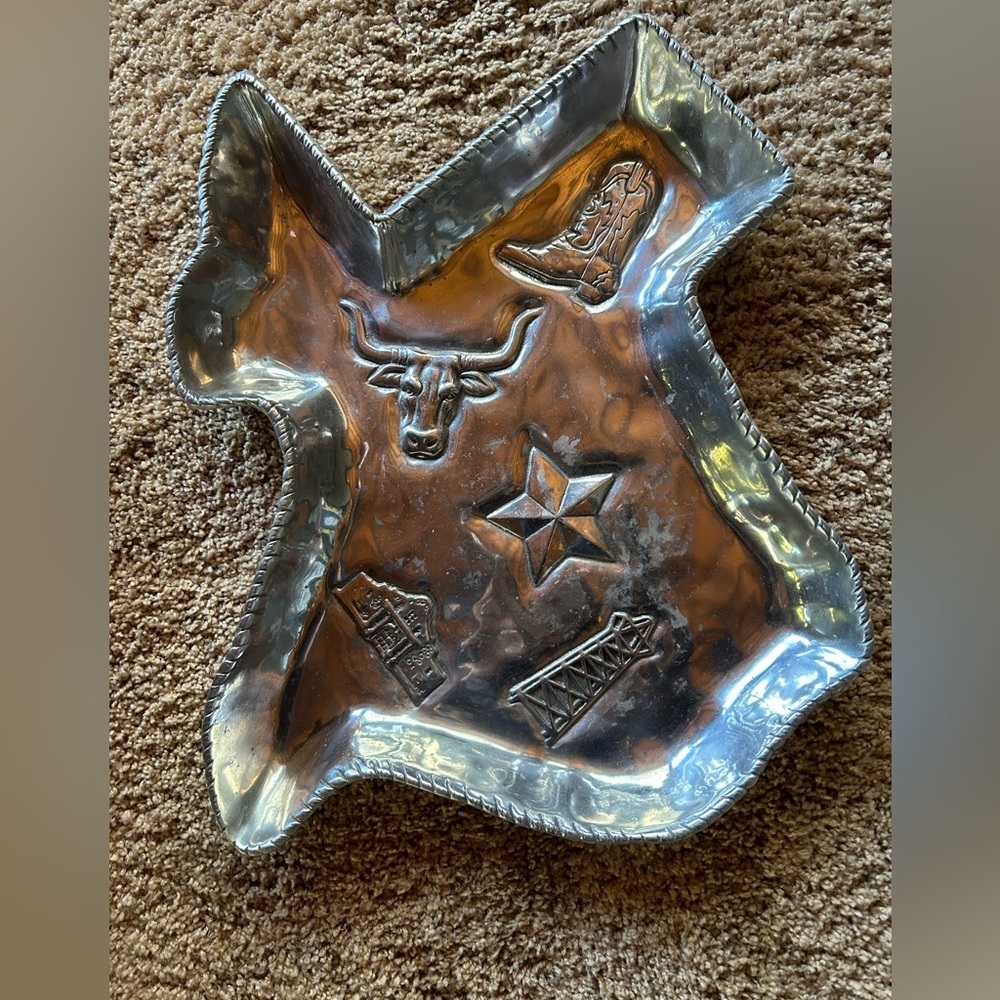Arthur Court Lone Star State Of Texas Chip Tray Aluminum Party Southwest - Picture 2 of 4